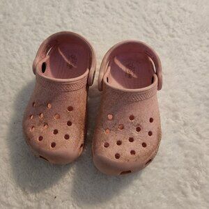 Crocs Pink Glitter Clogs Girls‎ Size 8
